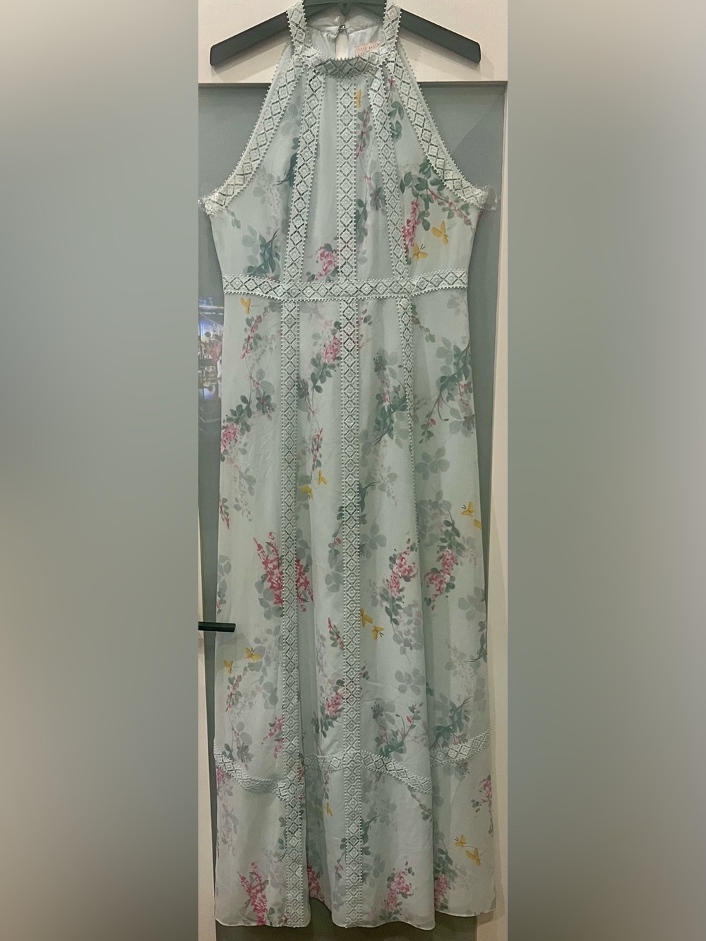 Ted Baker Gorgeous Mint Green Beula Chiffon Floral Maxi Dress Size 4